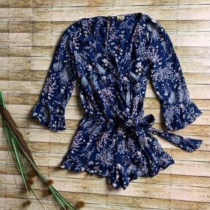long sleeve floral romper
